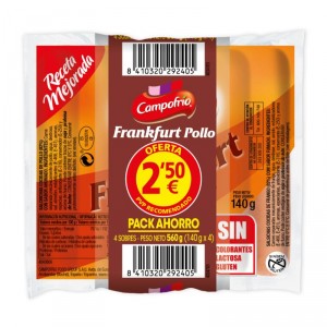 SALCHICHAS POLLO CAMPOFRIO FRANKFURT P-4 X 140 GRS