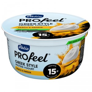 YOGUR VALIO PROTEICO GRIEGO BICAPA MELOCOTON PAPAYA 160 GRS.