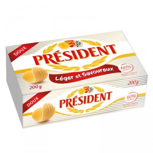 MANTEQUILLA PRESIDENT 60% M.G. PASTILLA 200 GRS.
