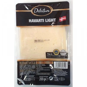 QUESO DELEITUM HAVARTI LIGHT LONCHAS IGP DINAMARCA 200 GRS.