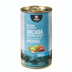ACEITUNA ALTEZA RELL.ANCHOA BAJA EN SAL 350GR., 150 GR. P.E.