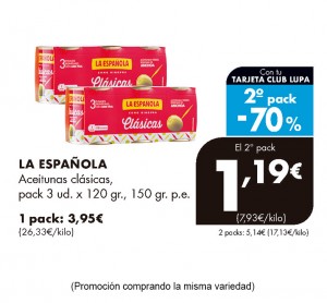 ACEITUNA LA ESPAÑOLA CLASICA PACK 3X120, 150 GR. P.E.