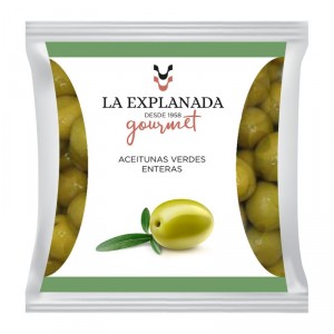 ACEITUNA EXPLANADA MANZANILLA C/HUESO 170 GR., 100 GR. P.E.