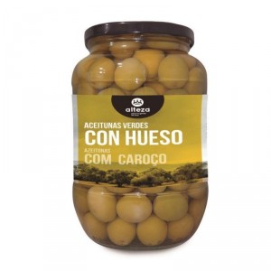 ACEITUNA ALTEZA VERDE CON HUESO FRASCO 500 GR. P.E.