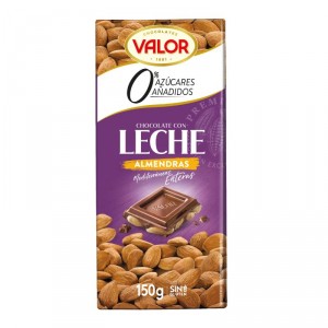 CHOCOLATE VALOR LECHE ALMENDRA SIN AZUCAR 150 GRS