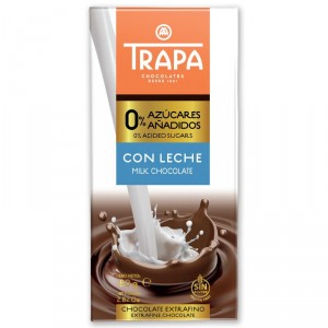 CHOCOLATE TRAPA CON LECHE 0% AZUCAR AÑADIDO 80 GRS.