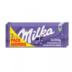 CHOCOLATE MILKA CON LECHE PACK 3 UND.X 90 GRS.