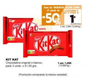 CHOCOLATINA KIT KAT BLANCO PACK 3 UNDS X 41,50 GRS