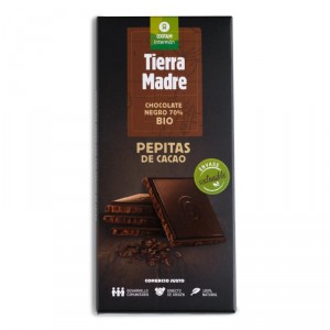 CHOCOLATE TIERRA MADRE BIO 70 % PEPITAS CACAO 100 GRS.
