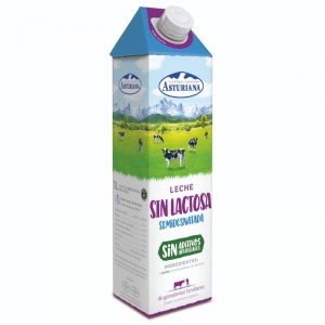 LECHE ASTURIANA S/LACTOSA SEMIDESNATADA BRIK 1 LITRO