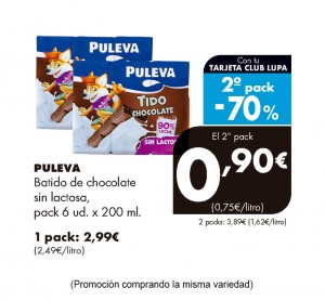 BATIDO PULEVA CHOCOLATE SIN LACTOSA PACK 6 UNDS X 200 ML