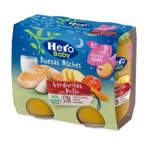 TARRITO HERO BUENAS NOCHES POLLO VERDURITAS PACK-2 X 190 GR.