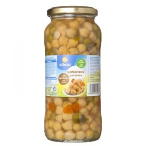 GARBANZO ALTEZA C/VERDURA COCIDO FRC 540 GR., 400 GR. P.E