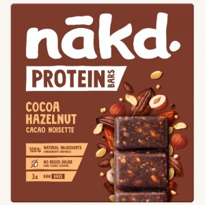 BARRITA NAKD PROTEINA CACAO AVELLANA P-3 UND. X 45 GRS.