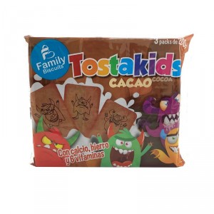 GALLETAS FAMILY BISCUITS TOSTAKIDS CACAO 3 X 200 GRS.