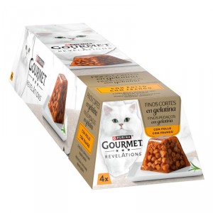 ALIMENTO GOURMET REVELATIONS GELATINA POLLO P-4X57 GRS