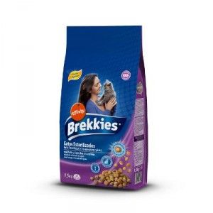 ALIMENTO BREKKIES CAT ESTERILIZADO POLLO CEREALES 1,5 KG.