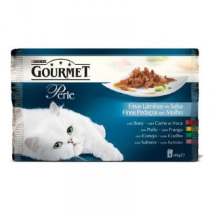 ALIMENTO GOURMET PERLE FILETES EN SALSA BUEY POLLO 4X85GR