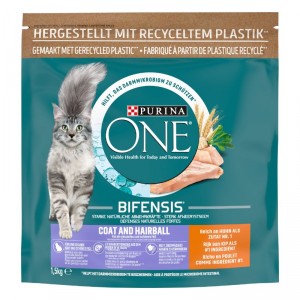 ALIMENTO ONE BIFENSIS PELAJE Y BOLAS DE PELO POLLO/CER.1,5KG