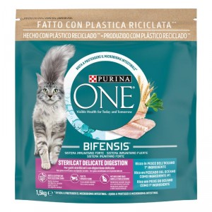 ALIMENTO ONE CAT BIFENSIS ESTERILIZADO PESCADO 1,5 KG.