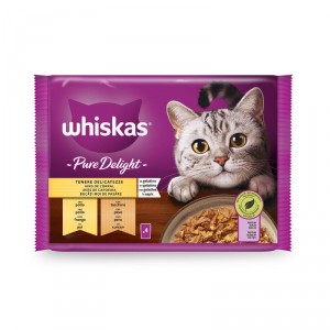 ALIMENTO WHISKAS PURE DELIGHT AVES G.H. P-4 X 85 GRS.