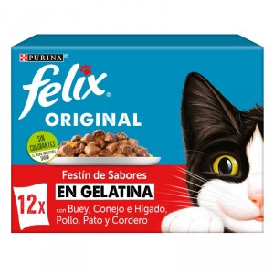 ALIMENTO FELIX ORIGINAL FESTIN SABORES GELATINA 12X85 GRS.