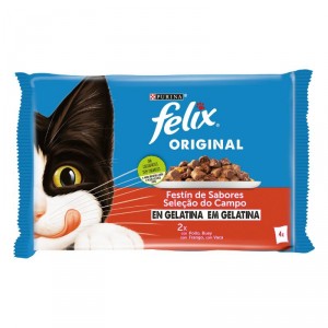 ALIMENTO FELIX ORIGINAL CARNES GELATINA GATO HUMEDO 4X85GR