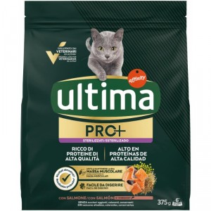 ALIMENTO ULTIMA CAT PRO+ ESTERILIZADO SALMON 375 GRS