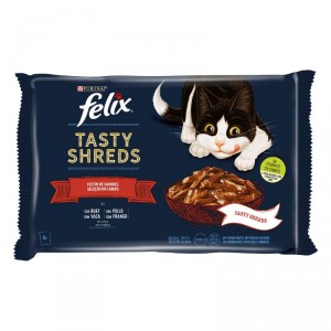 ALIMENTO FELIX TASTY SHERDS CARNE 4X80GR.