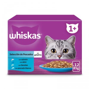 ALIMENTO WHISKAS SELECCION PESCADO GELATINA P-12X85 GR