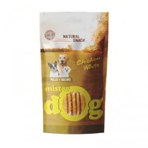 ALIMENTO MR.DOG CHICKEN WHITE POLLO VACUNO SNACK 60 GRS.