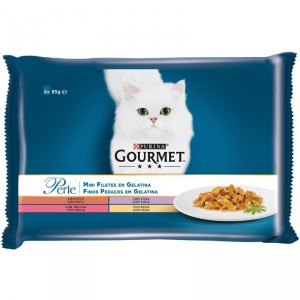 ALIMENTO GOURMET PERLE MINI FILETES EN GELATINA P-4X85GR