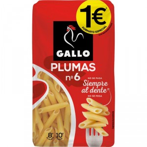 PASTA GALLO CLASICA TENEDOR PLUMAS-6, 400 GRS.