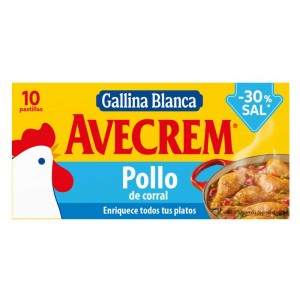 CALDO AVECREM POLLO 10 PASTILLAS -30% SAL 95 GRS