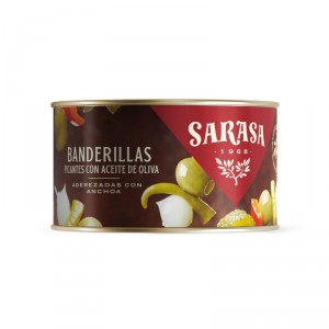 BANDERILLA SARASA PICANTE ACEITE OLIVA 390 GR., 150 GR. P.E.