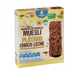 BARR.ALTEZA CEREAL.MUESLI PLATANO CHOCO-LECHE 6 UND, 150 GRS