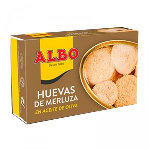 HUEVAS DE MERLUZA ALBO EN ACEITE DE OLIVA 115 GRS. 75 GR.PE.