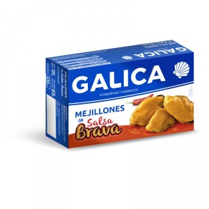 MEJILLON GALICA EN SALSA BRAVA OL-120 GR., 65 GR P.E.