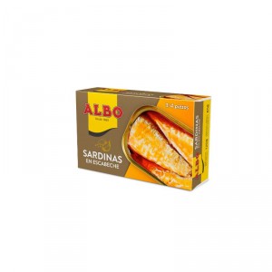 SARDINA ALBO ESCABECHE 122 GRS, 85 GRS P.E.