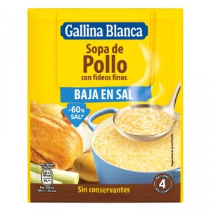 SOPA GALLINA BLANCA POLLO BAJA SAL BAJA EN GRASA 68 GRS