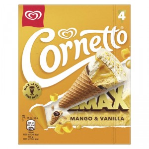 HELADO CORNETTO MAX CHOCOLATE BLANCO & MANGO P-4 260 GRS.