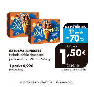 HELADO NESTLE EXTREME DOBLE CHOCOLATE 6X120ML. 504 GRS.