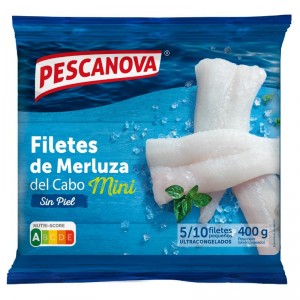 FILETE MERLUZA DEL CABO SIN PIEL MINI PESCANOVA 400 GRS