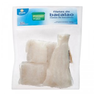 FILETES DE BACALAO ALTEZA CONGELADO 400 GRS. 360 GRS P.E.