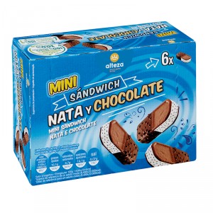 HELADO ALTEZA MINI SANDWICH NATA Y CHOCOLATE PACK-6 324 GRS