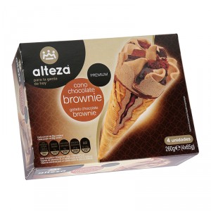 HELADO ALTEZA CONO CHOCOLATE BROWNIE 4 UND. X 65 GRS