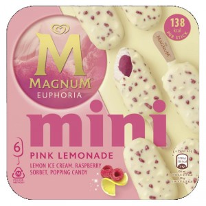 HELADO FRIGO MAGNUM MINI EUPHORIA PINK LEMONADE P-6, 258 GRS