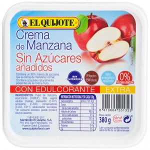 CREMA MANZANA EL QUIJOTE S/AZUCARES AÑADIDOS FIAMBRERA 400GR