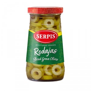 ACEITUNA SERPIS VERDE EN RODAJAS 260 GRS. 150 GRS P.E.