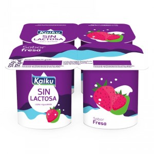 YOGUR KAIKU SIN LACTOSA FRESA PACK 4X125 GRS